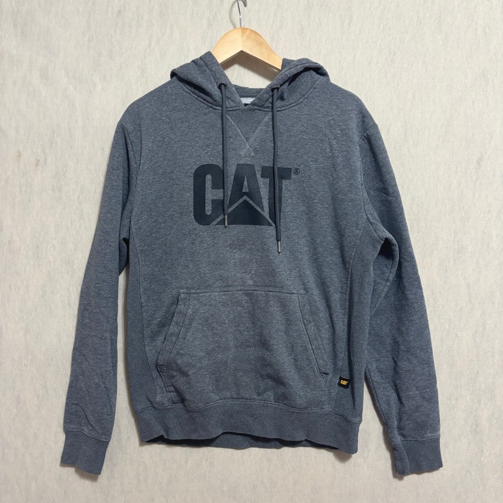 CAT Caterpillar Hoodie Gray Pullover Workwear Sweatshirt Construction Diesel S